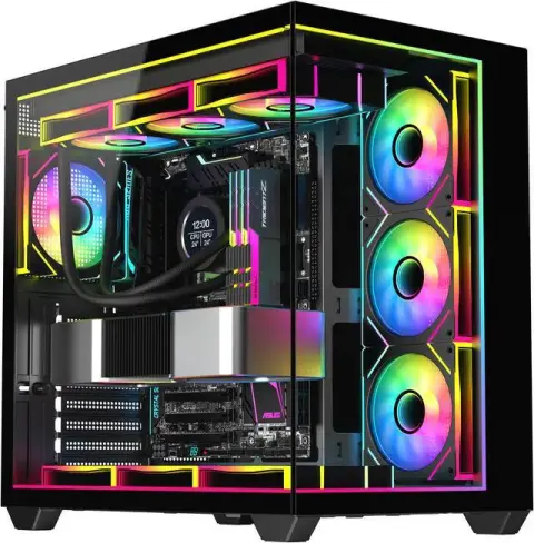 DIYPC IDX3-ATX-ARGB Tempered Glass ATX w/ 4 x ARGB PWM Fans
