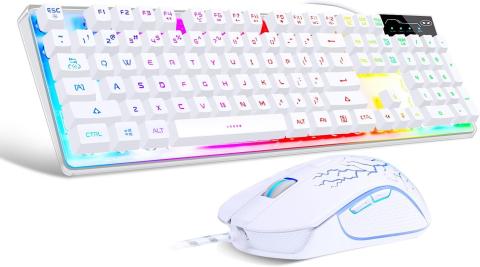 White RGB USB Gaming Keyboard & Mouse Combo