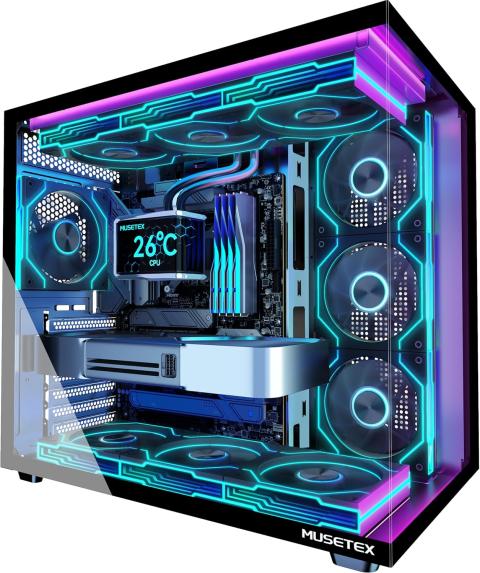 MUSETEX Y6 Case w/ 7 Infinity Mirror Fans Black